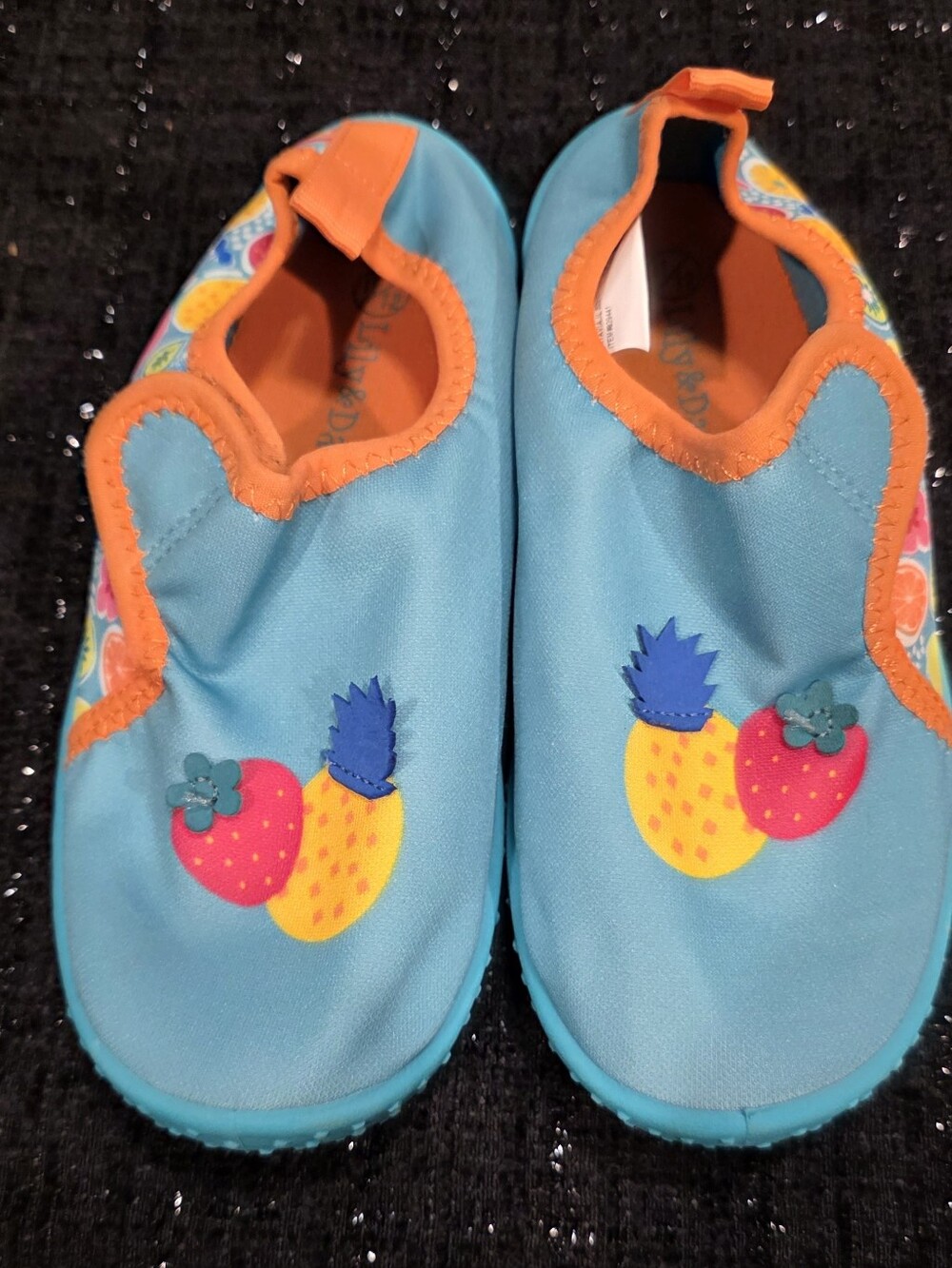 Kids Tropical Fruit Slip-On Water Shoes in Turquoise and Orange